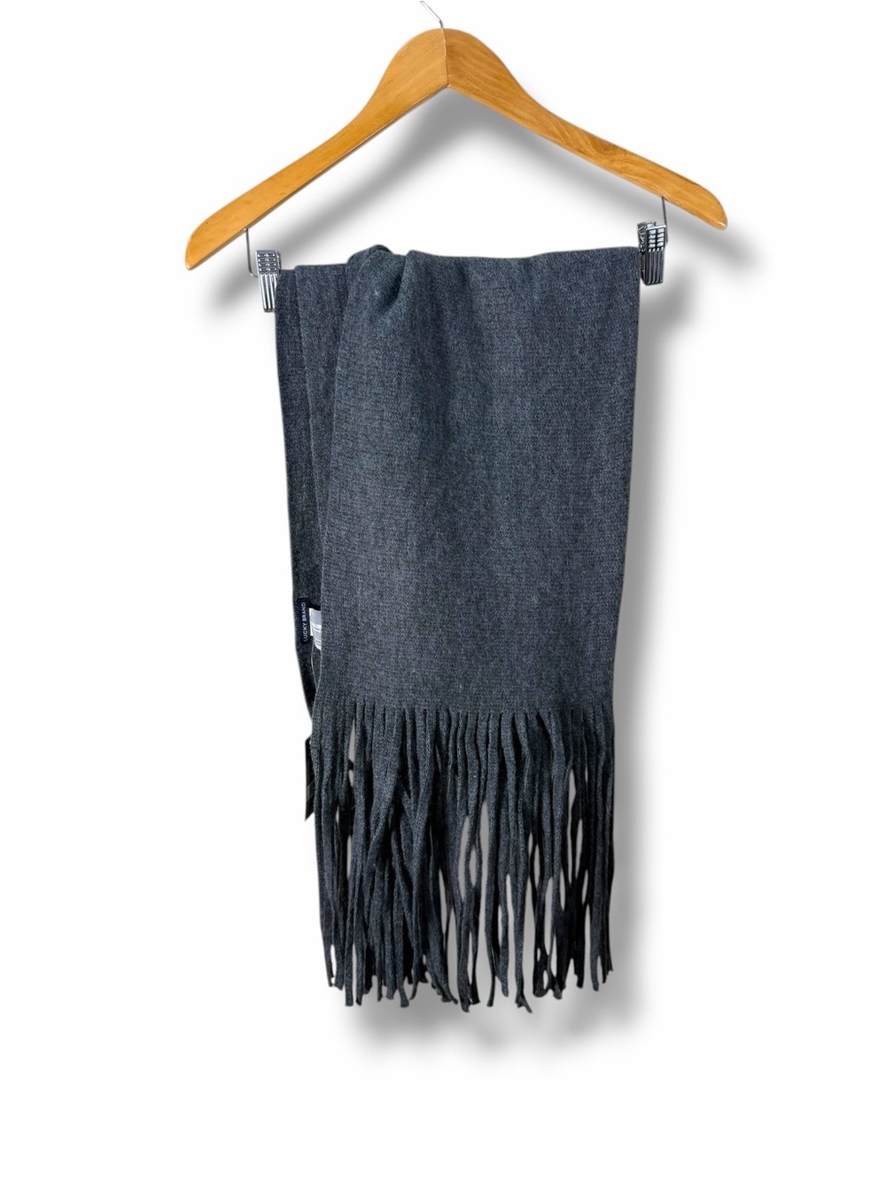 New With Tags Men’s Lucky Brand Gray Fringe Rectangle Scarf